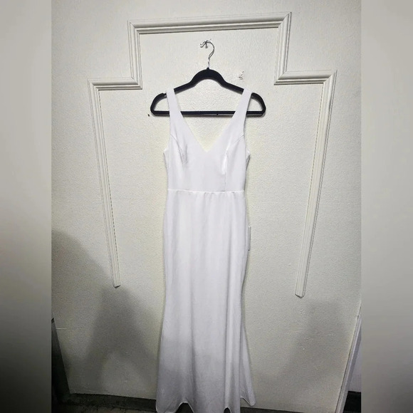 Lulus Into Your Heart White Button Back Mermaid Maxi Dress M Wedding Bride - Picture 6 of 15